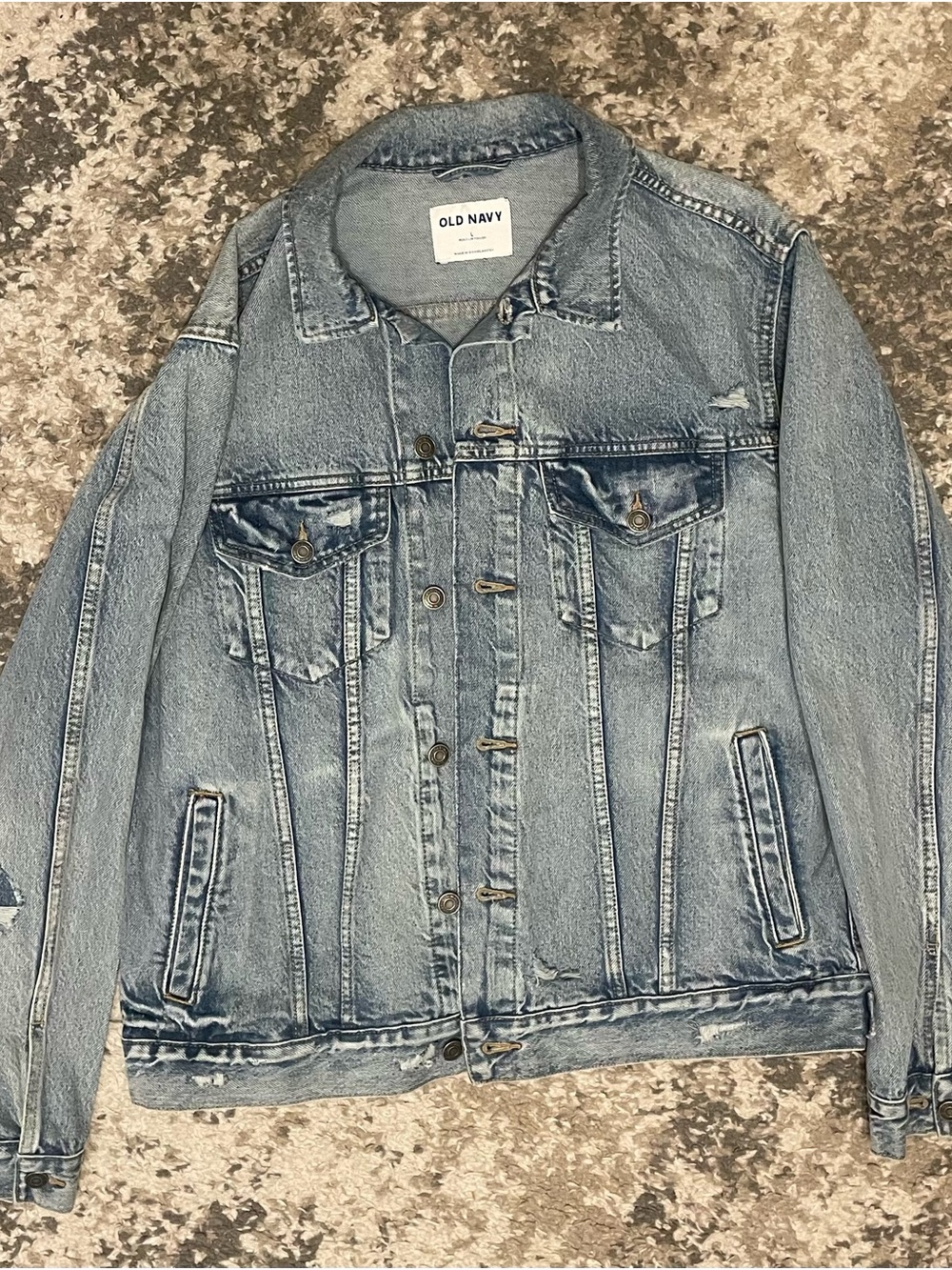 BRAND NEW Old Navy Faded Blue Distressed Denim Jacket
